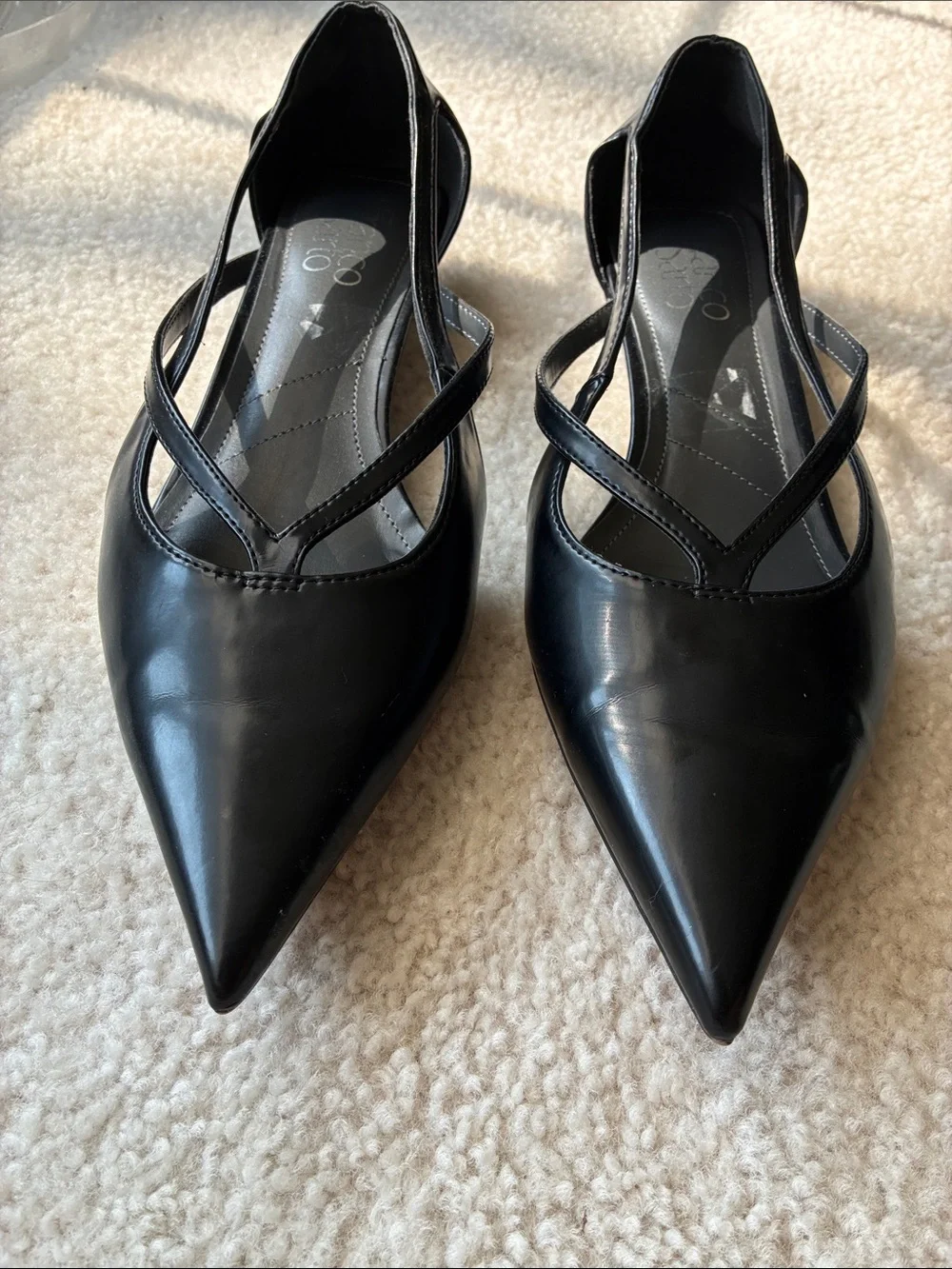 SARTO By Franco Sarto Black Pointed D'Orsay Cross-Strap Flats